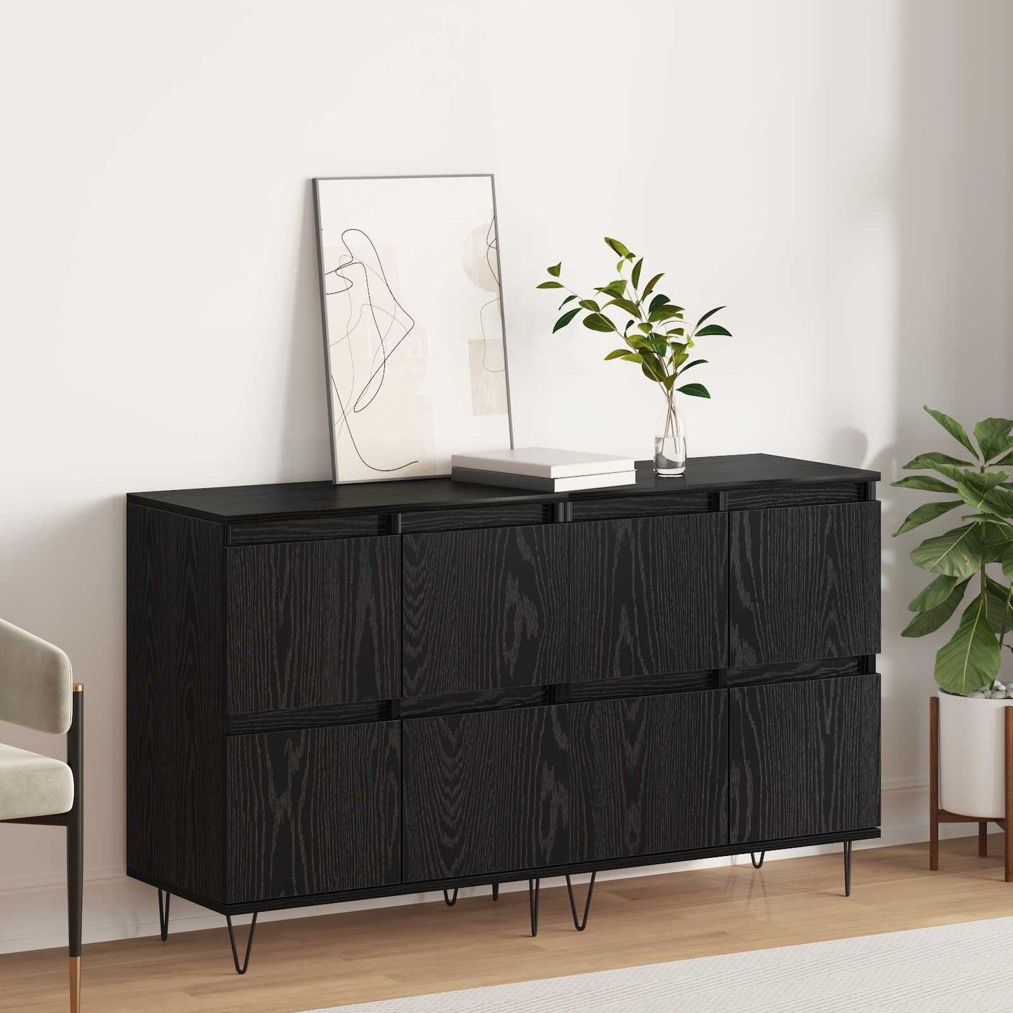 Skap 2 pcs Svart eik