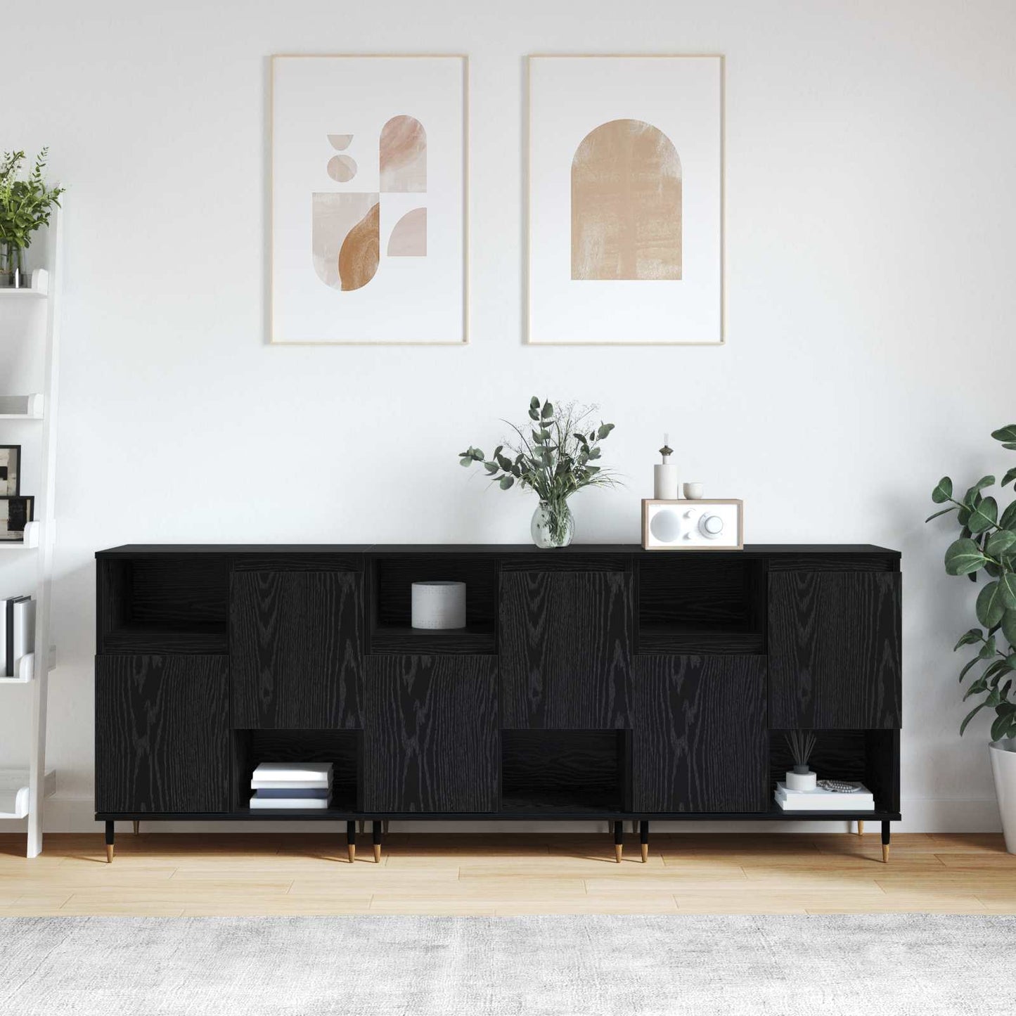 Skap 3 pcs Svart Eik