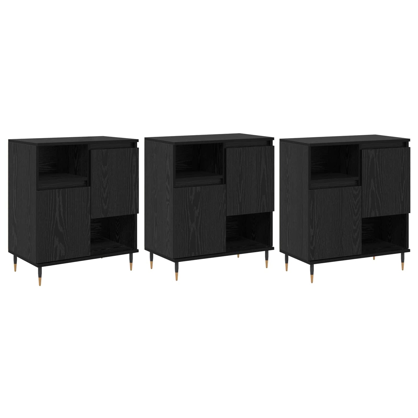 Skap 3 pcs Svart Eik