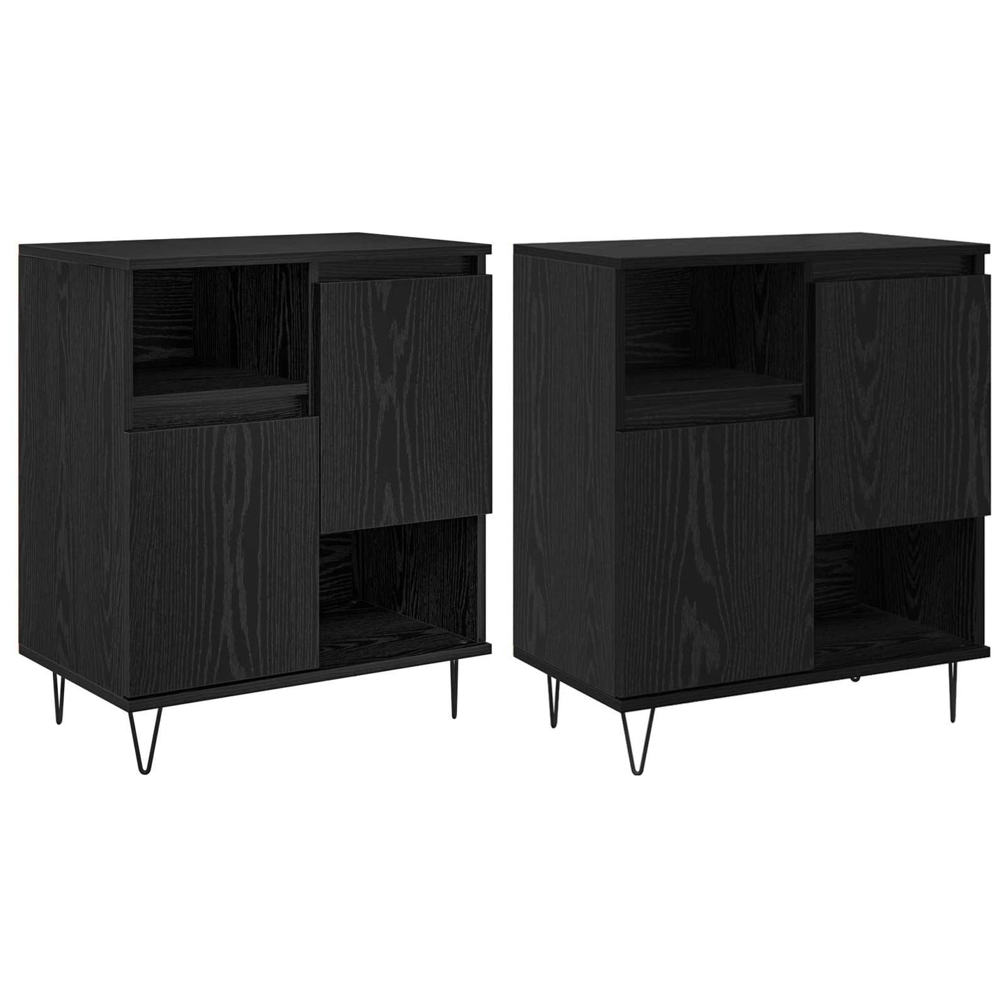 Serviesskap 2 pcs Svart Eik 60 x 35 x 70 cm