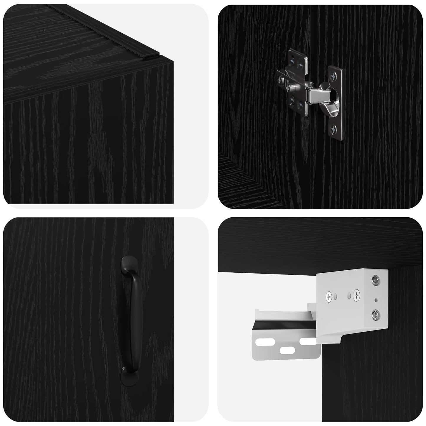 Vegghengt skap 2 pcs Svart Eik 69,5 x 34 x 90 cm Konstruert tre