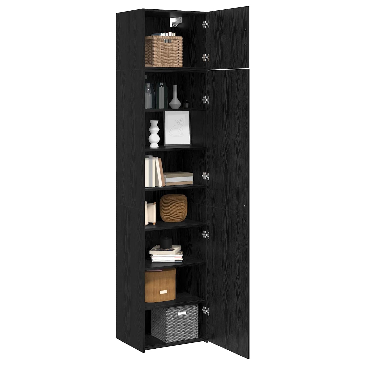 Serviesskap 2 pcs Svart Eik 50 x 41 x 225 cm