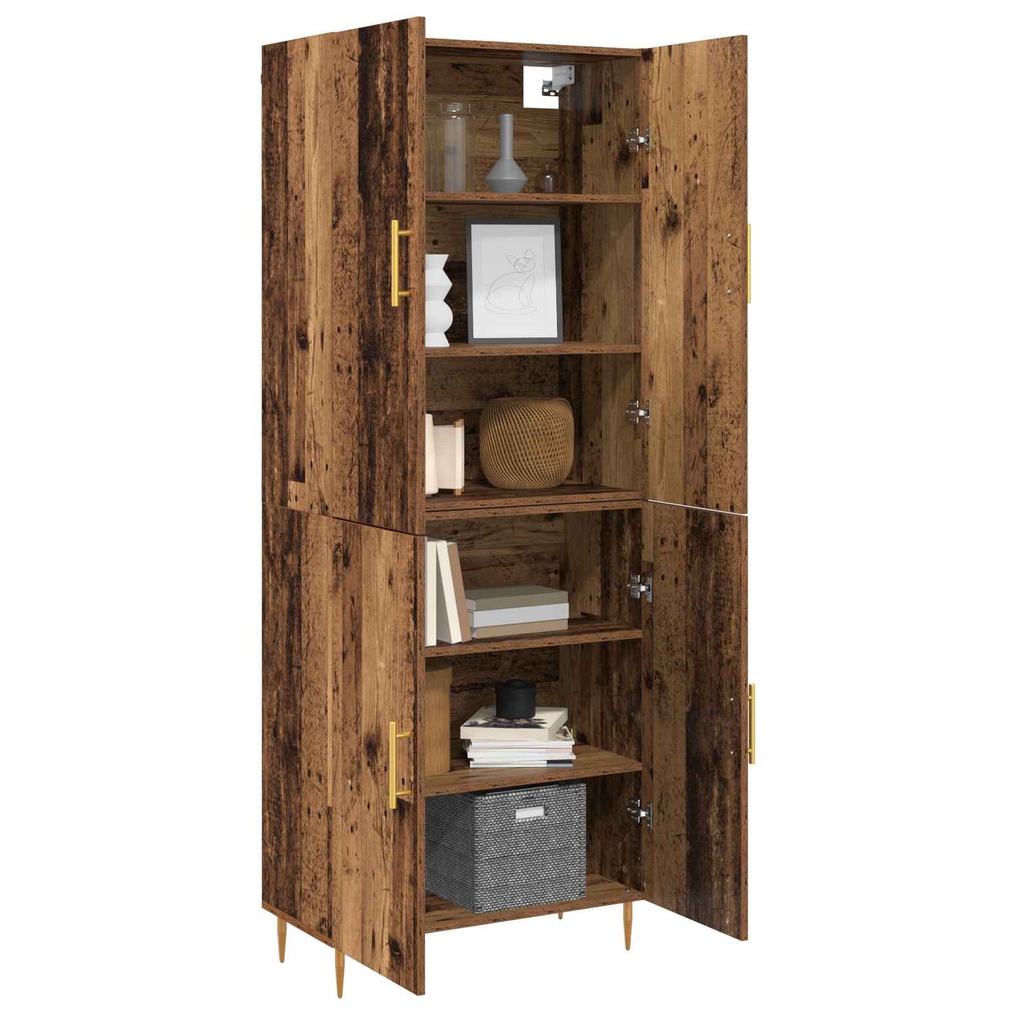 Høyskap Gammelt tre 69,5 x 34 x 180 cm Konstruert tre