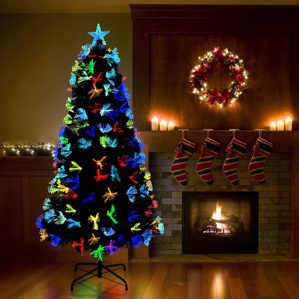 Kunstig juletre med 210 LED med stativ grønn 180 cm PVC