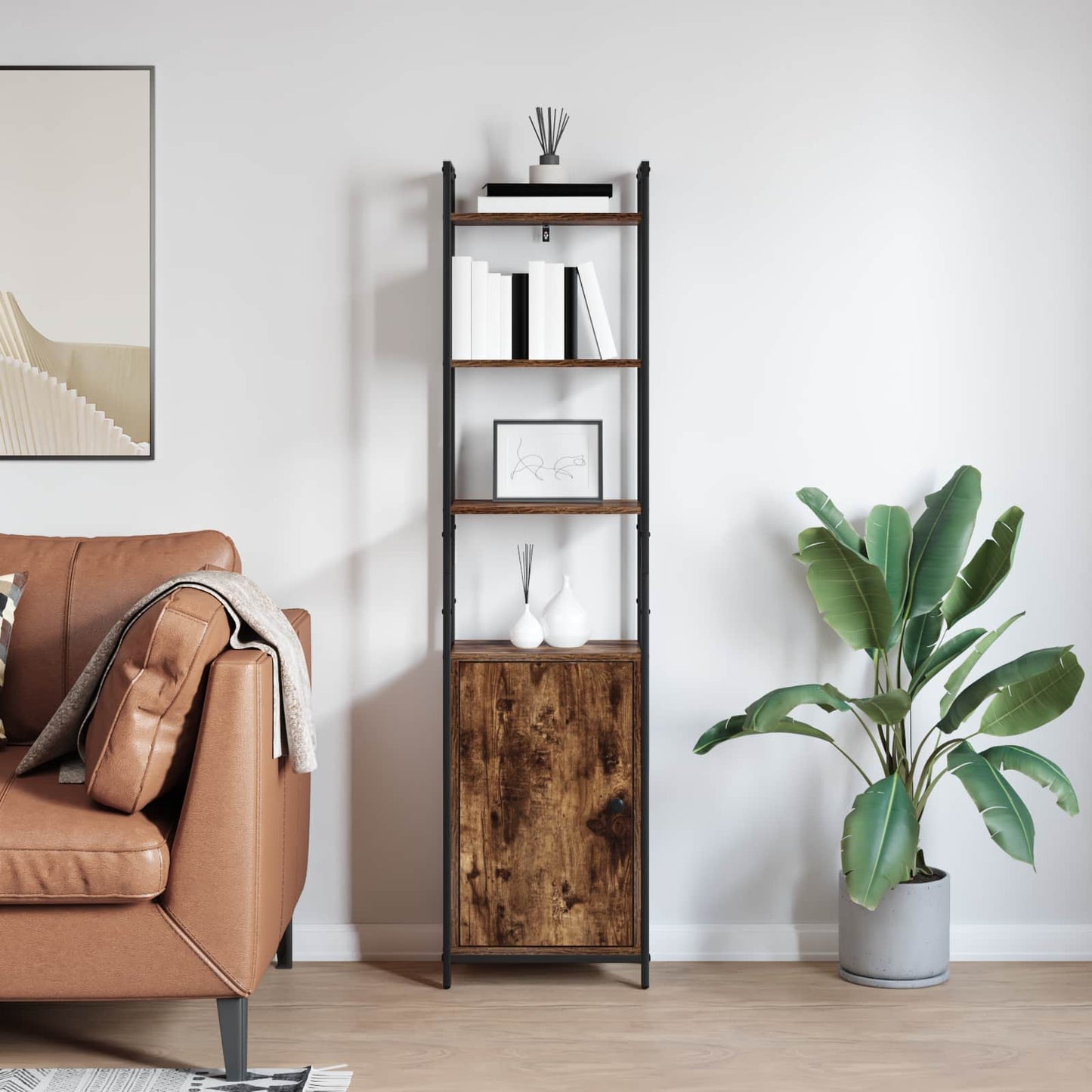 Bokskap Røkt eik 40 x 24 x 161 cm Konstruert tre