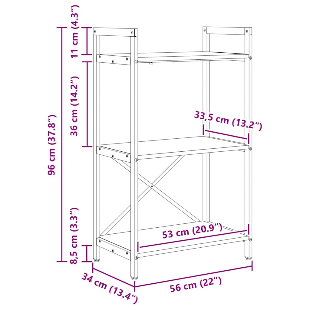 Bokhylle Gamle tre 56 x 34 x 96 cm Konstruert tre