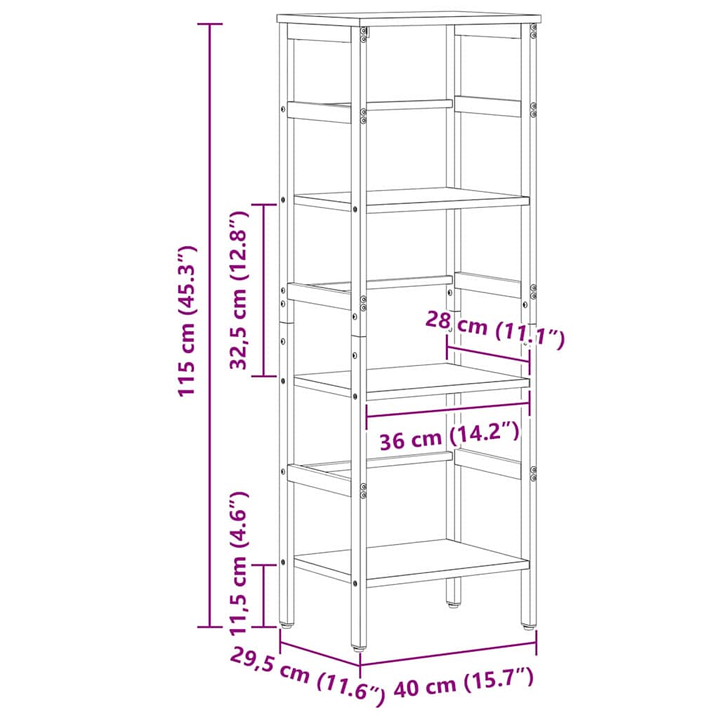 Bokhylle Artisan Eik 40 x 29,5 x 115 cm Konstruert tre