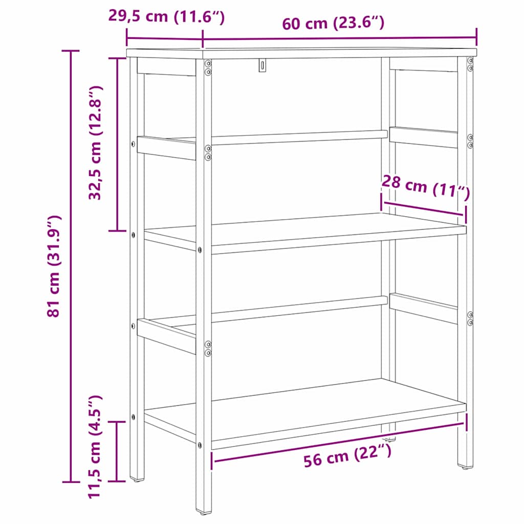 Bokhylle Artisan Eik 60 x 29,5 x 81 cm Konstruert tre