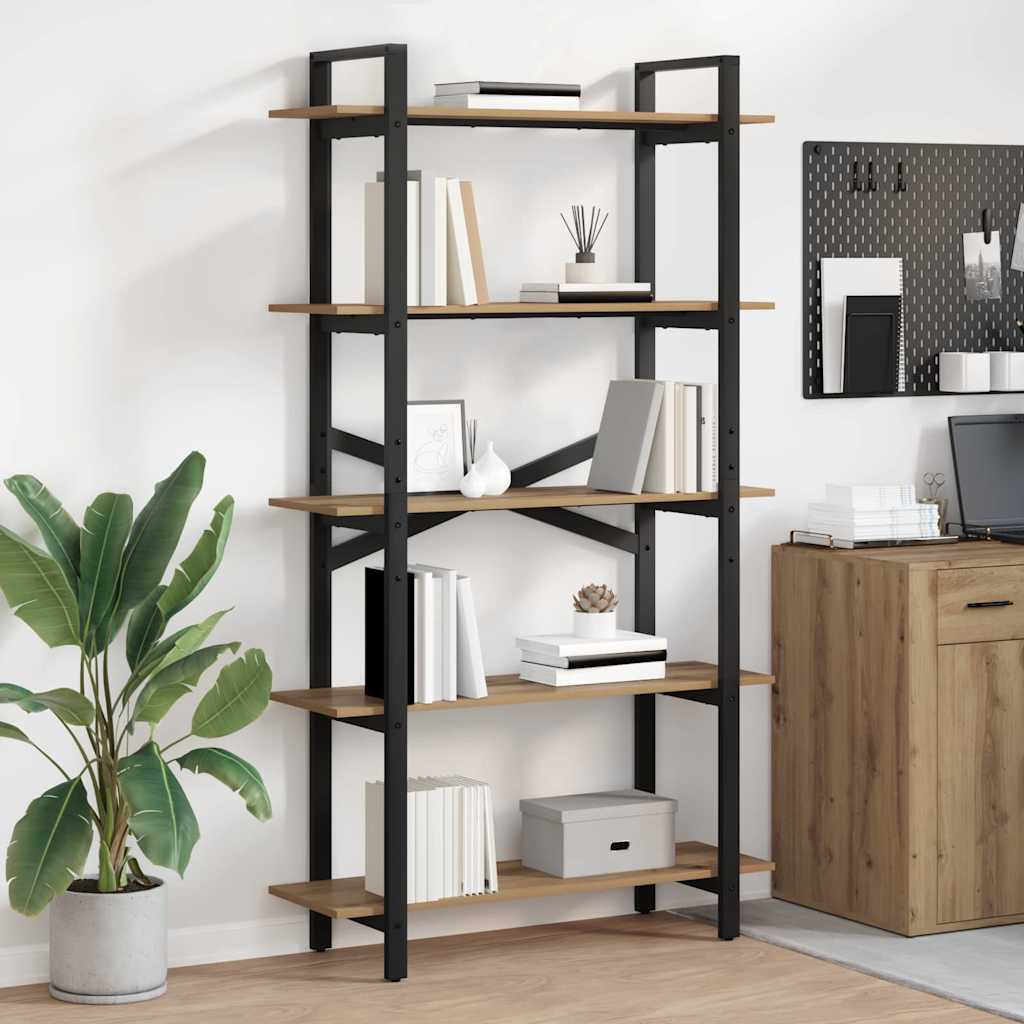 Bokhylle 5 nivåer 100 x 33,5 x 178 cm Konstruert tre