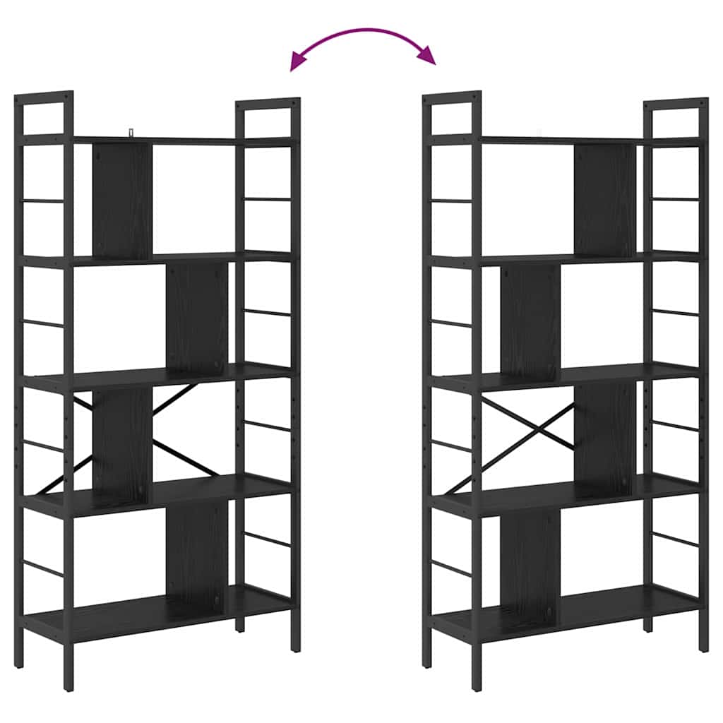Bokhylle Svart Eik 75 x 30 x 156 cm Konstruert tre