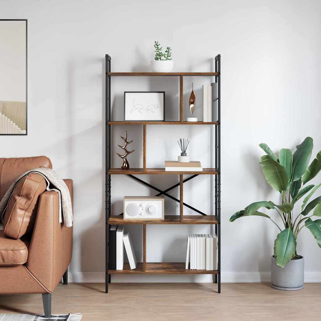 Bokhylle Røkt eik 75 x 30 x 156 cm Konstruert tre