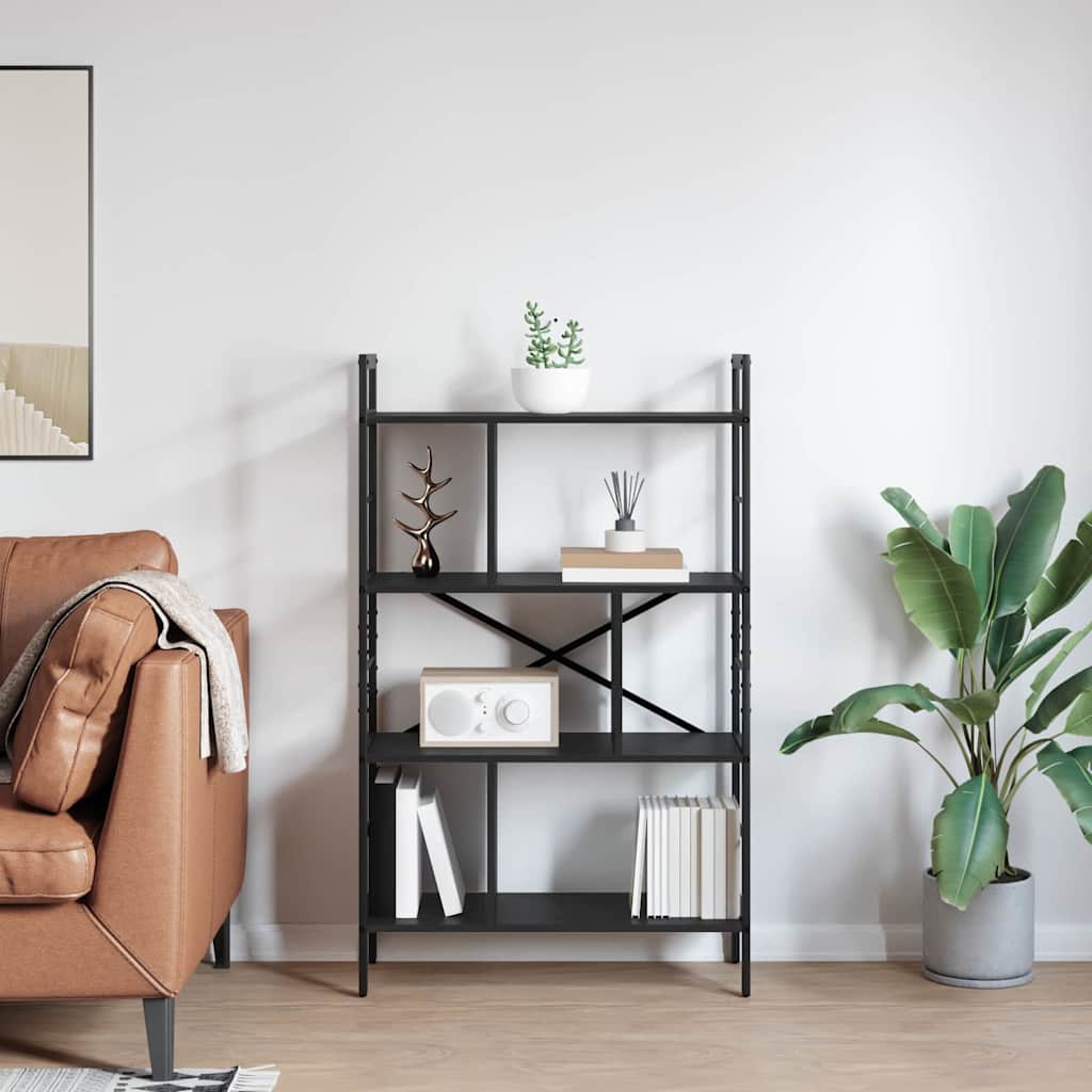 Bokhylle Svart Eik 75 x 30 x 123,5 cm Konstruert tre