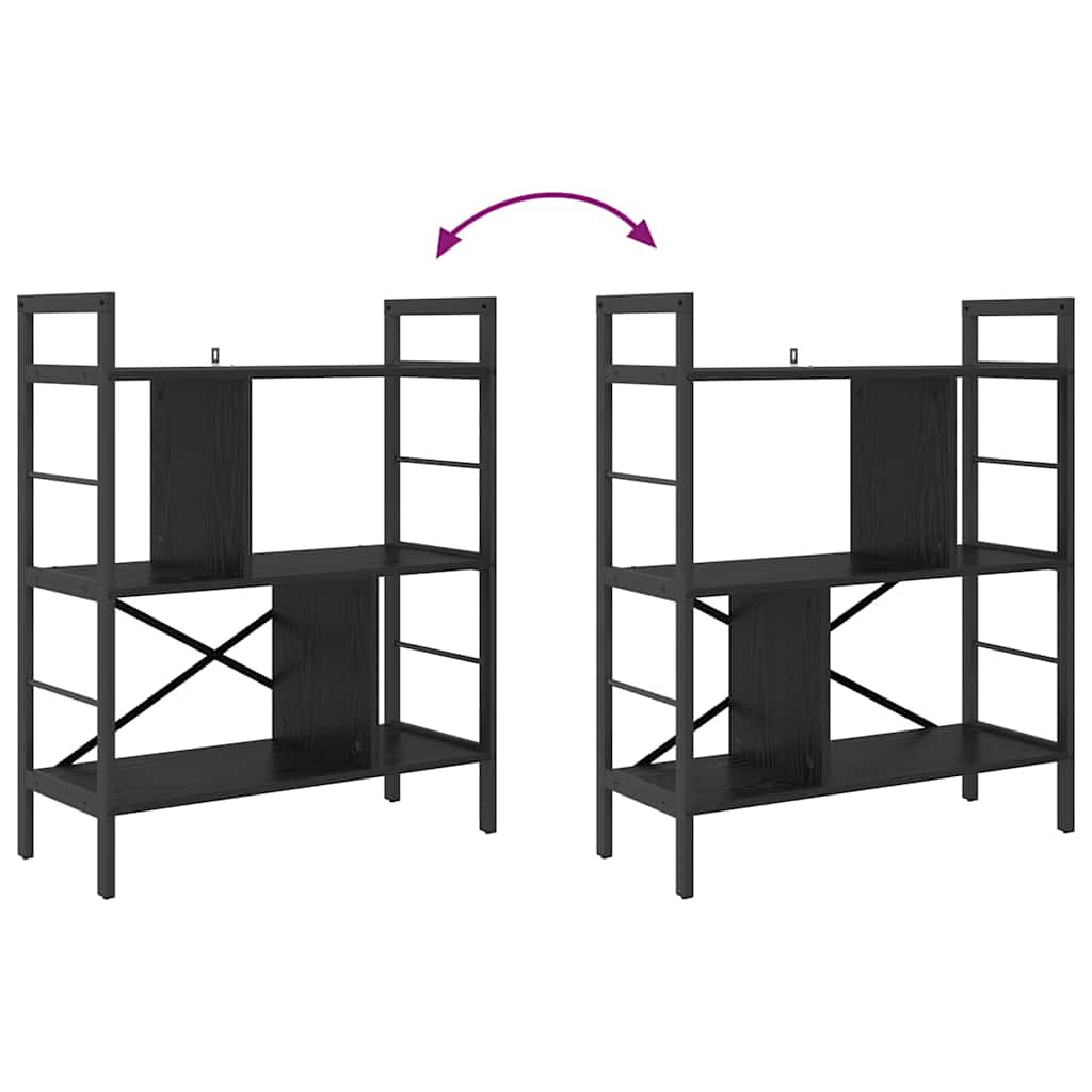 Bokhylle Svart Eik 75 x 30 x 91 cm Konstruert tre
