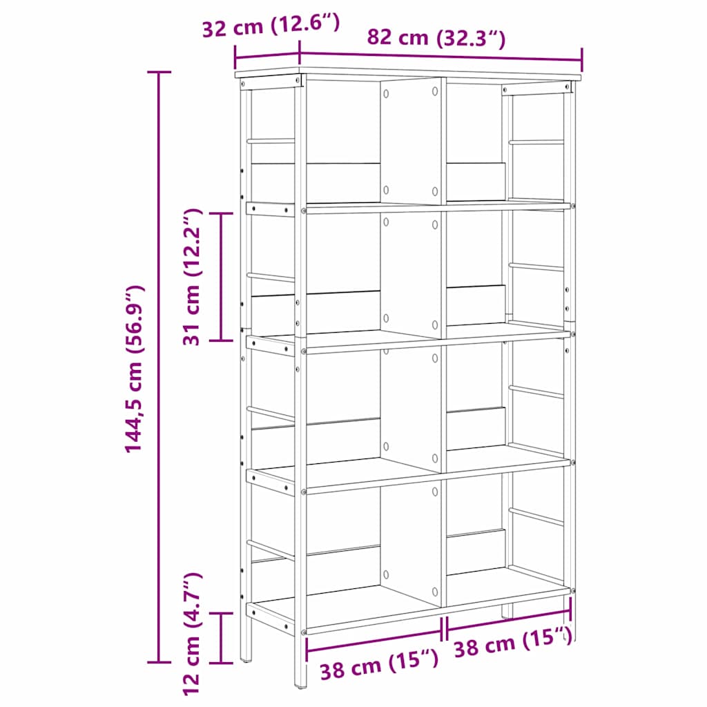 Bokhylle Artisan Eik 82 x 32 x 144,5 cm Konstruert tre