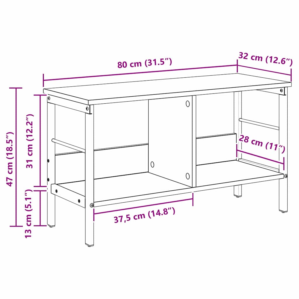 Bokhylle Røkt eik 82 x 32 x 47 cm Konstruert tre