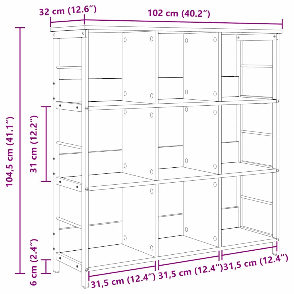 Bokhylle Svart Eik 102 x 32 x 104,5 cm Konstruert tre