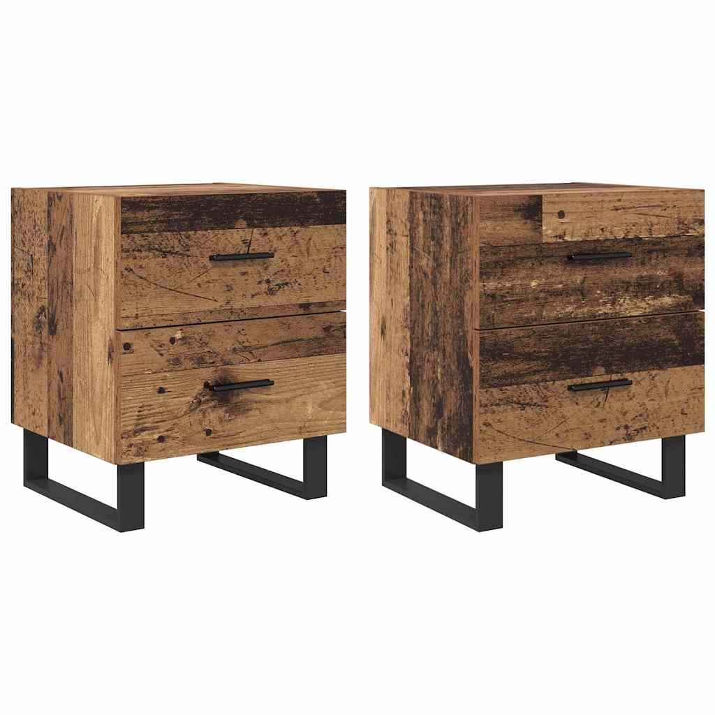 Nattbordskap 2 pcs Gammel tre og svart 40 x 35 x 47,5 cm