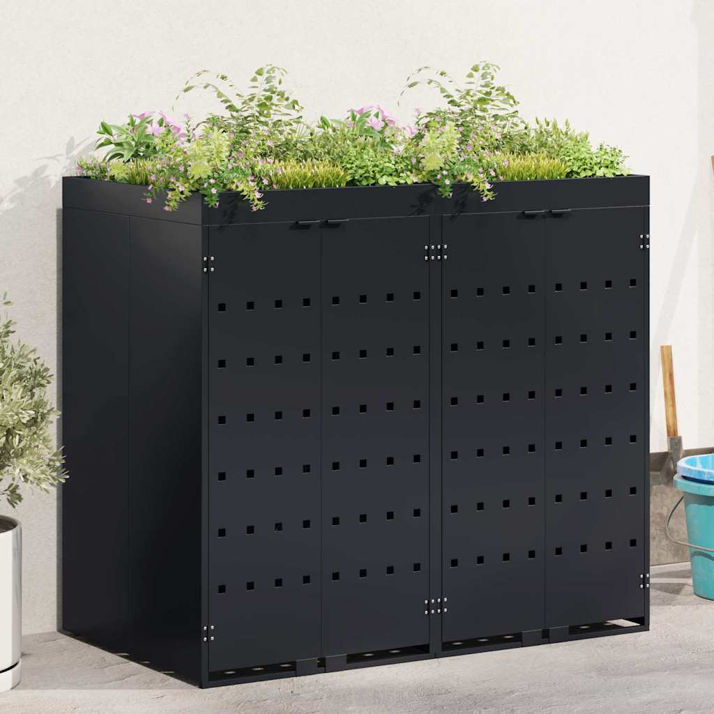 Oppbevaring for 2 søppelbøtter Svart 136 x 77,5 x 121,5 cm