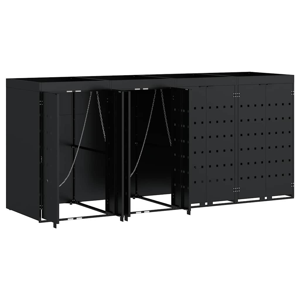 Oppbevaring for 4 søppelbøtter Svart 272 x 77,5 x 121,5 cm