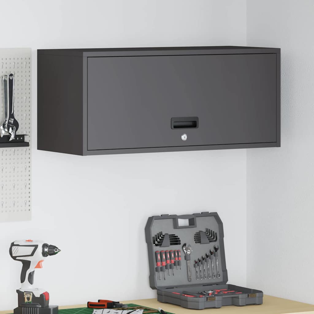 Veggskap for garasje Svart 80 x 33 x 35 cm Pulverlakkert stål