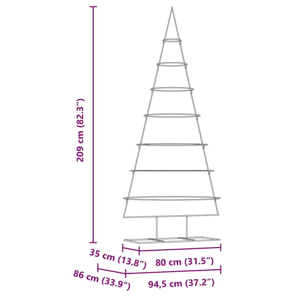 Metall juletre med stativ Gull 209 cm Pulverlakkert stål