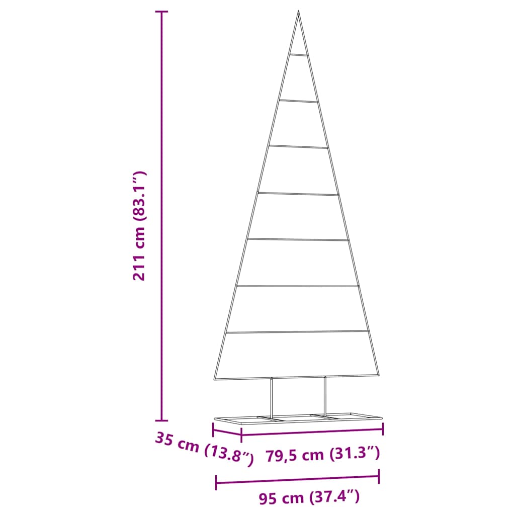 Metall juletre med stativ Gull 211 cm Pulverlakkert stål