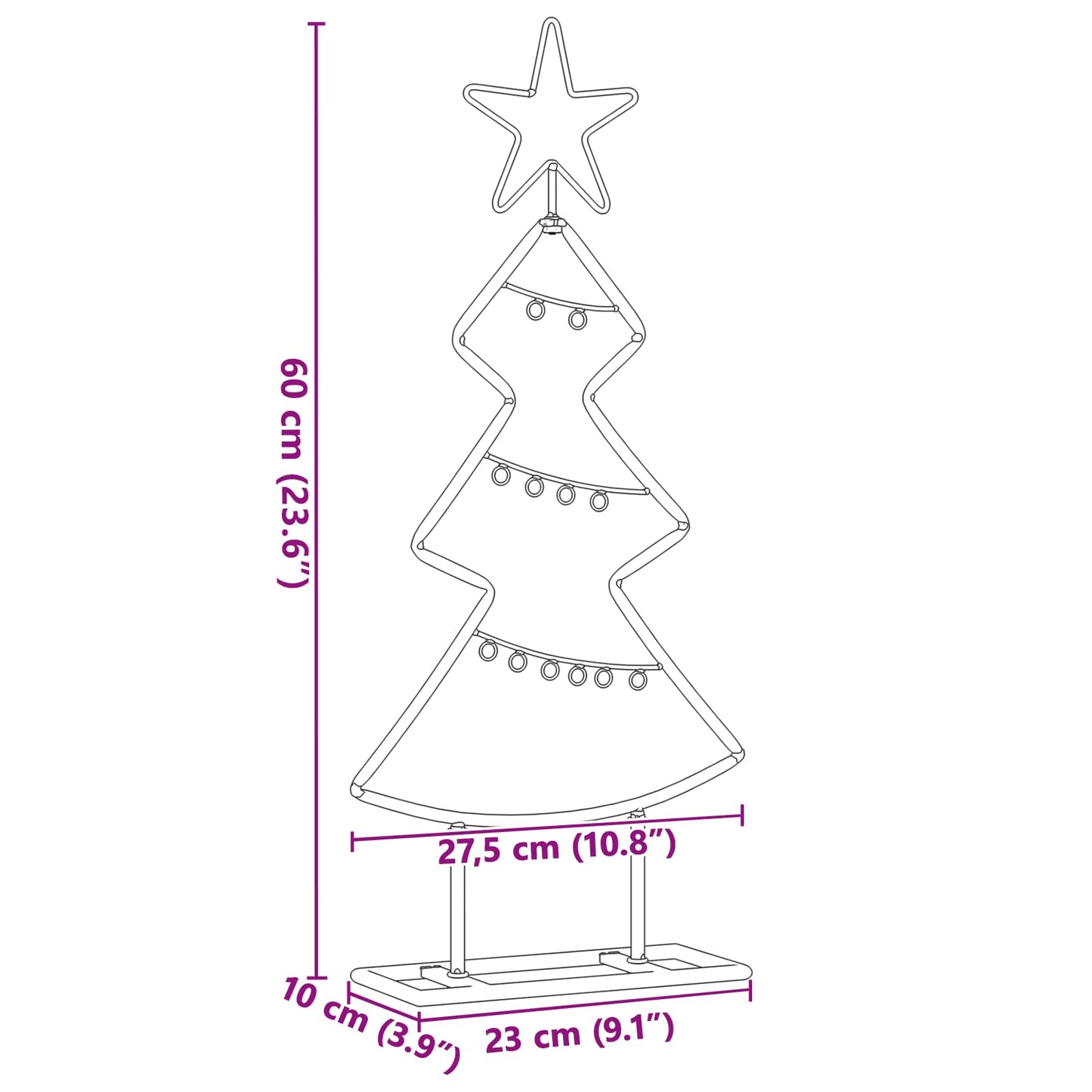 Metall juletre med stativ Svart 60 cm Stål