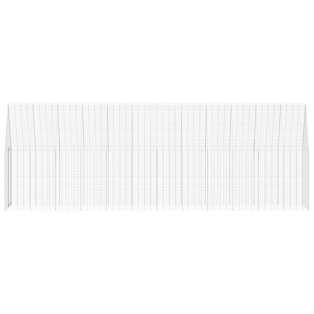 Hønsebur 2 pcs sølv 600 x 100 x 210 cm Galvanisert Stål