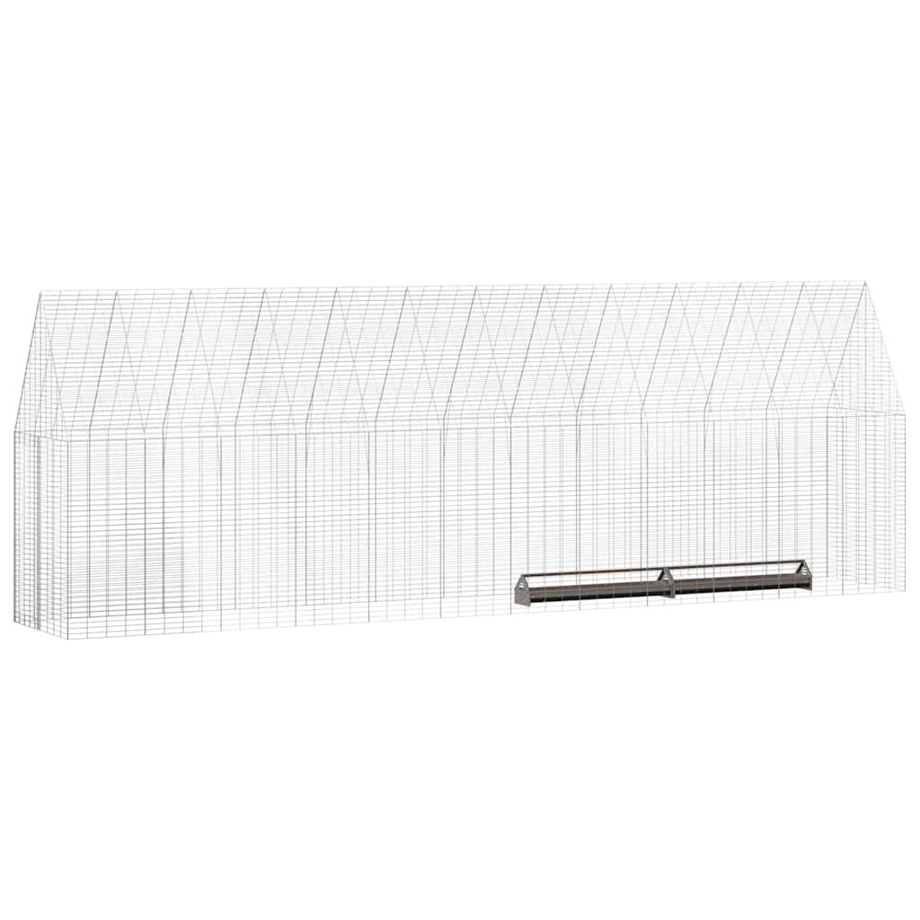 Hønsebur 2 pcs sølv 600 x 100 x 210 cm Galvanisert Stål
