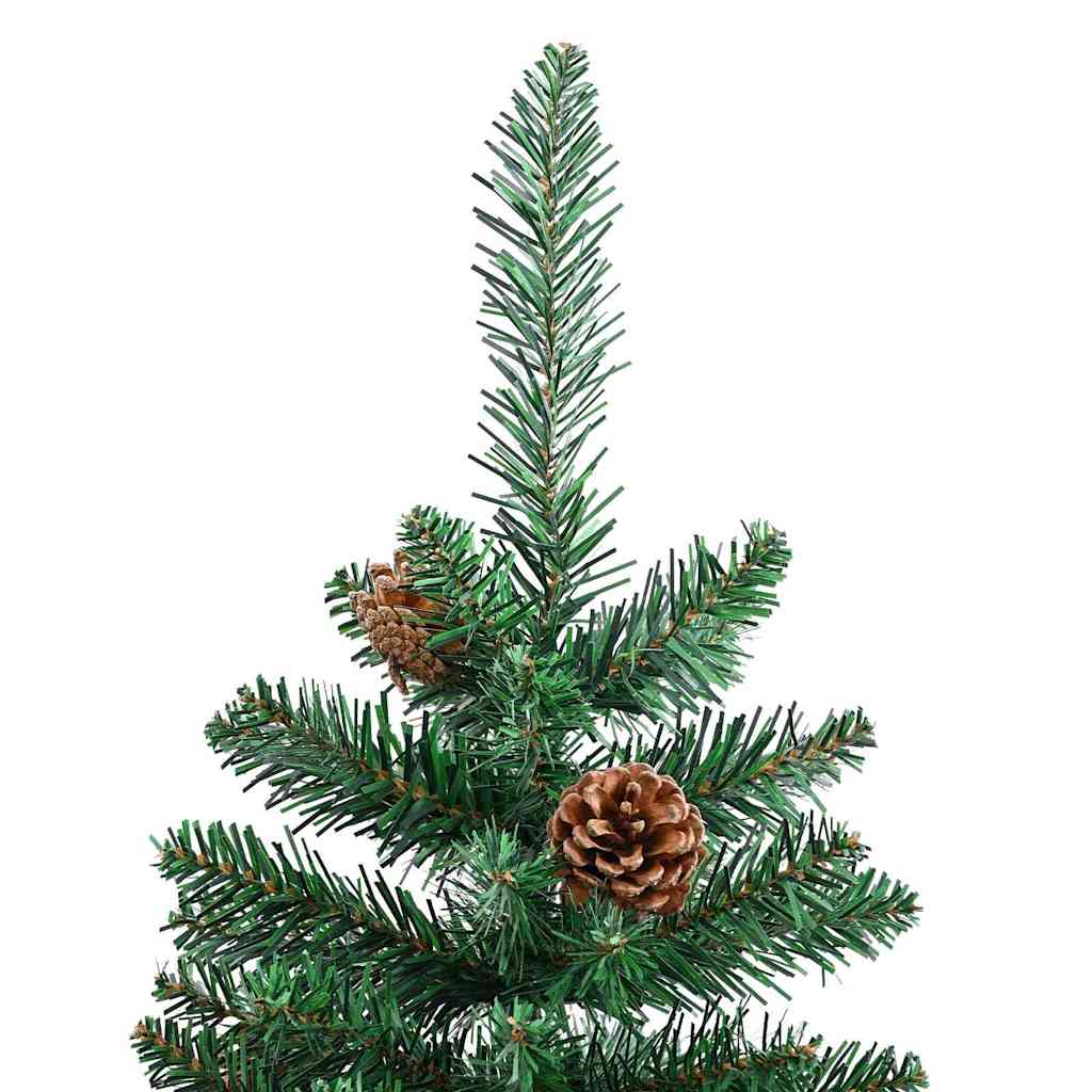 Slim juletre med 150 LED grønn 150 cm PVC og Massivt Furu tre