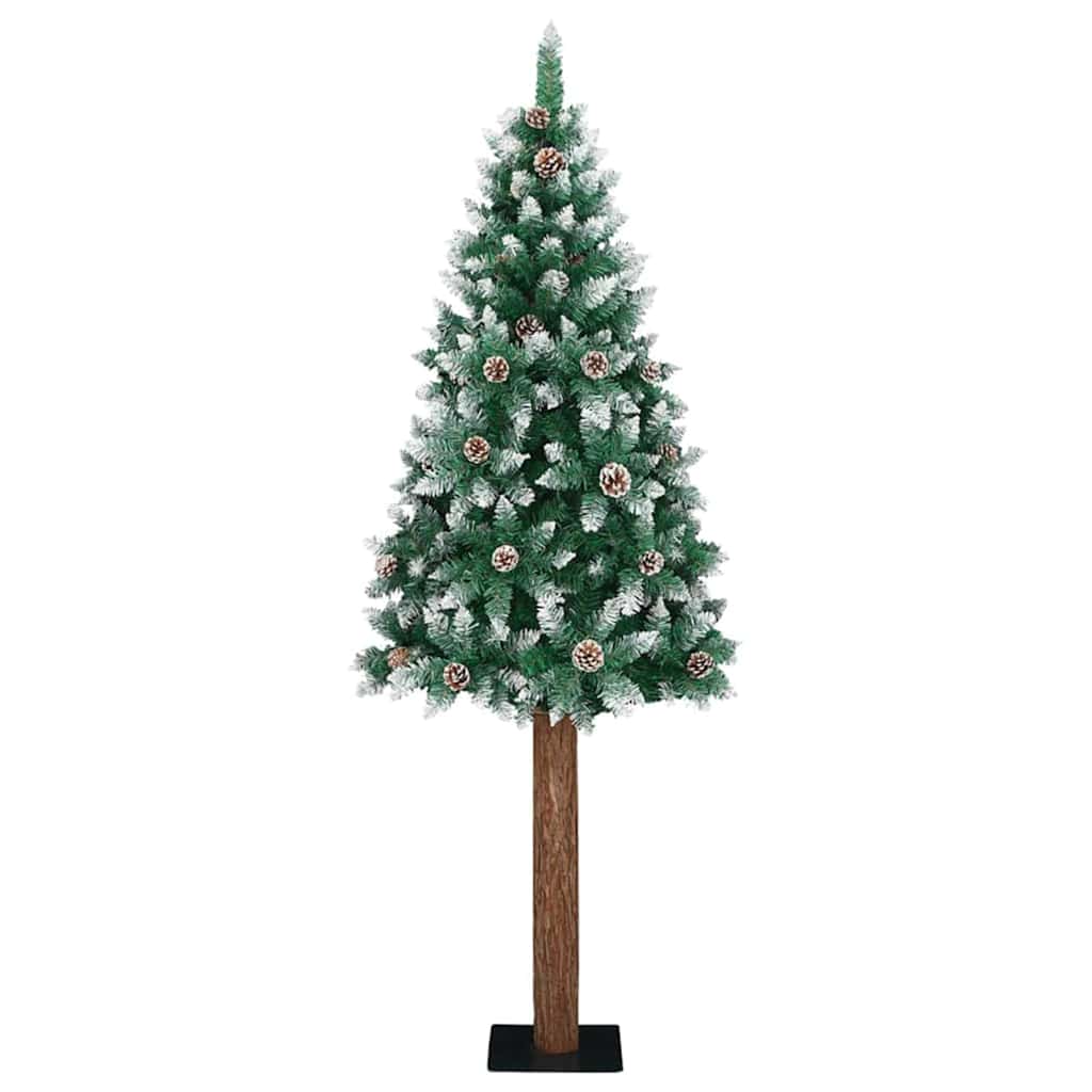 Slim juletre med 300 LED grønn 180 cm PVC og Massivt Furu tre