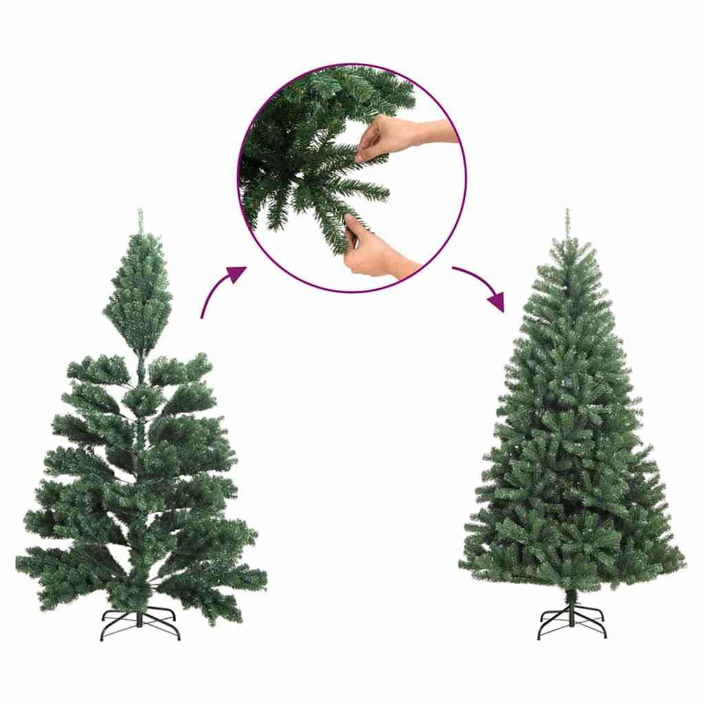 Slim juletre med 300 LED grønn 180 cm PVC og Massivt Furu tre