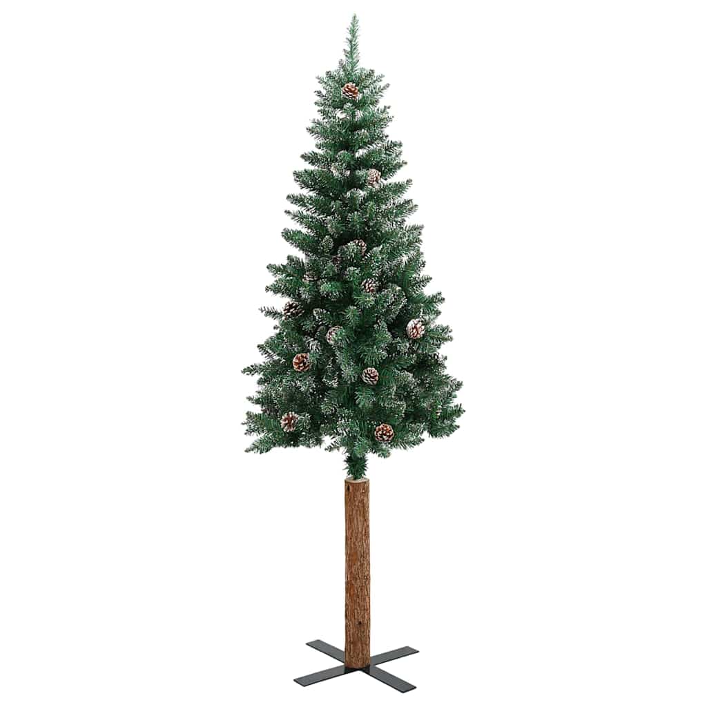 Slim juletre med 300 LED grønn 180 cm PVC og Massivt Furu tre