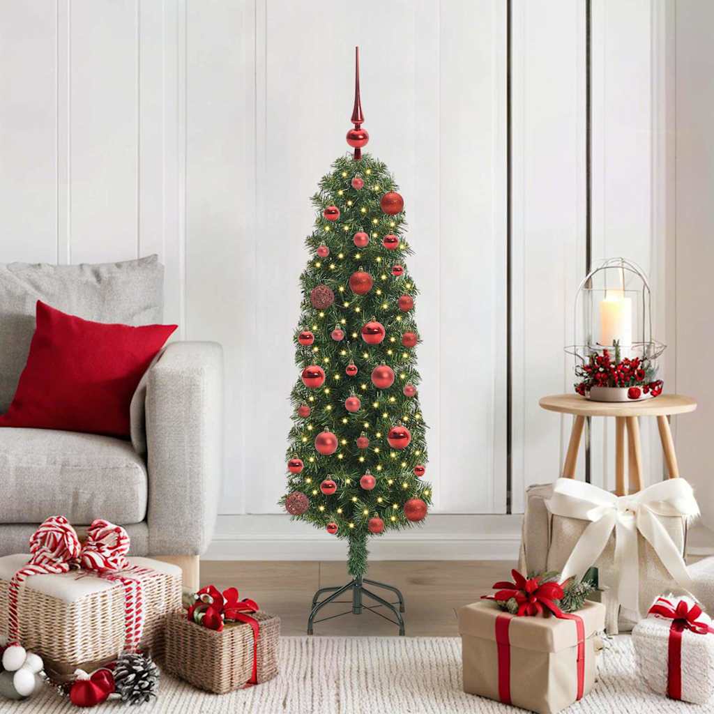 Kunstig juletre med 150 LED grønn 120 cm PVC og stål og plast
