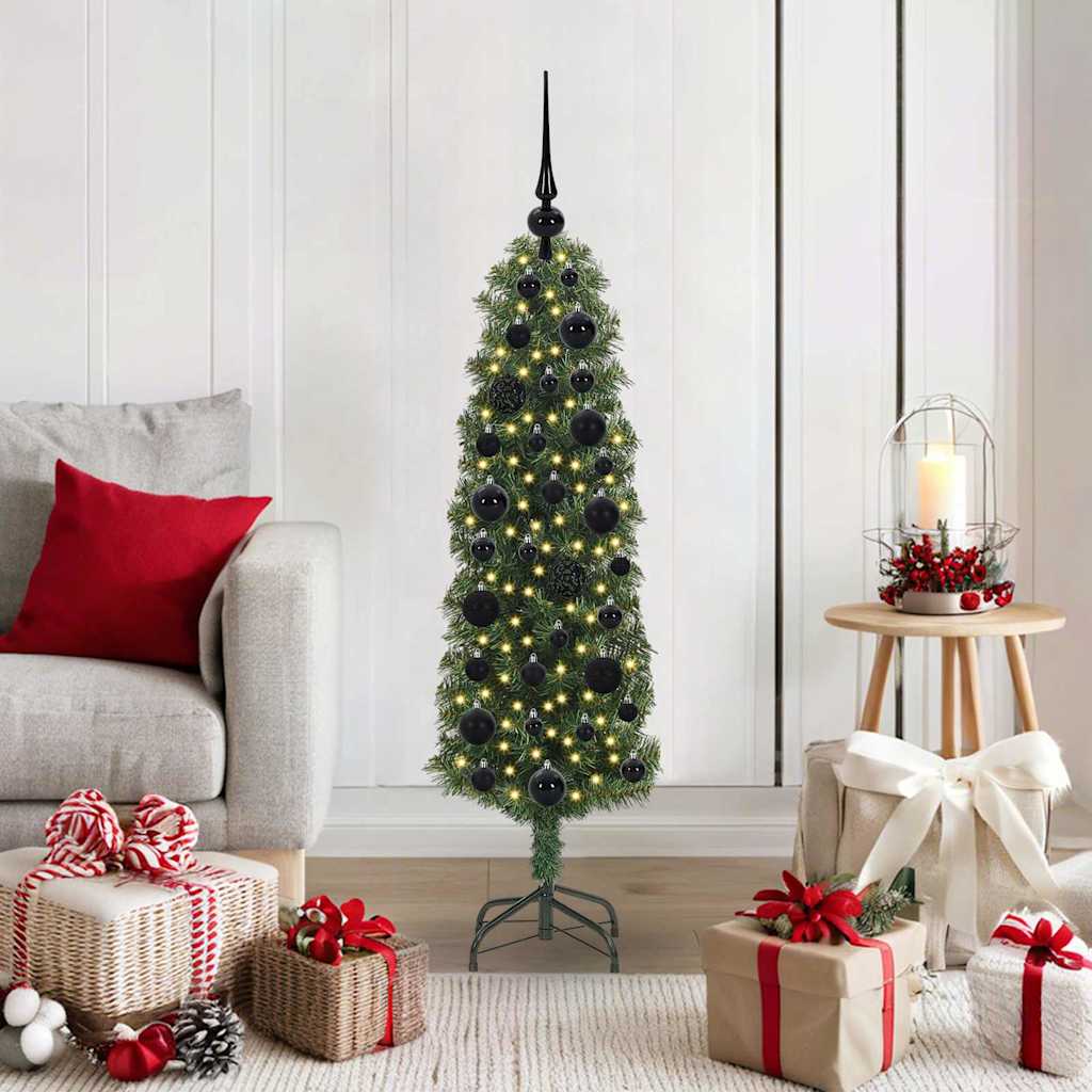 Kunstig juletre med 150 LED grønn 120 cm PVC og stål og plast