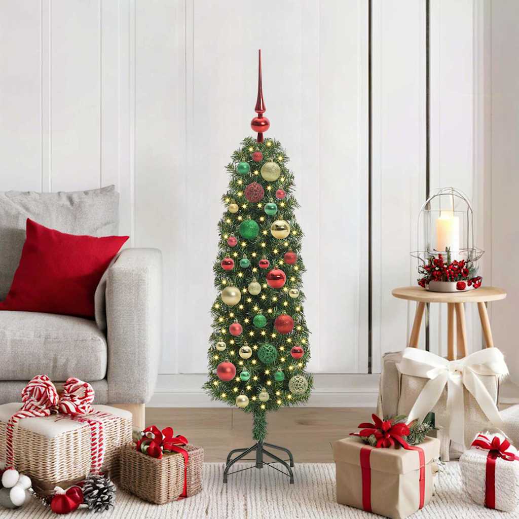 Kunstig juletre med 150 LED grønn 120 cm PVC og stål og plast