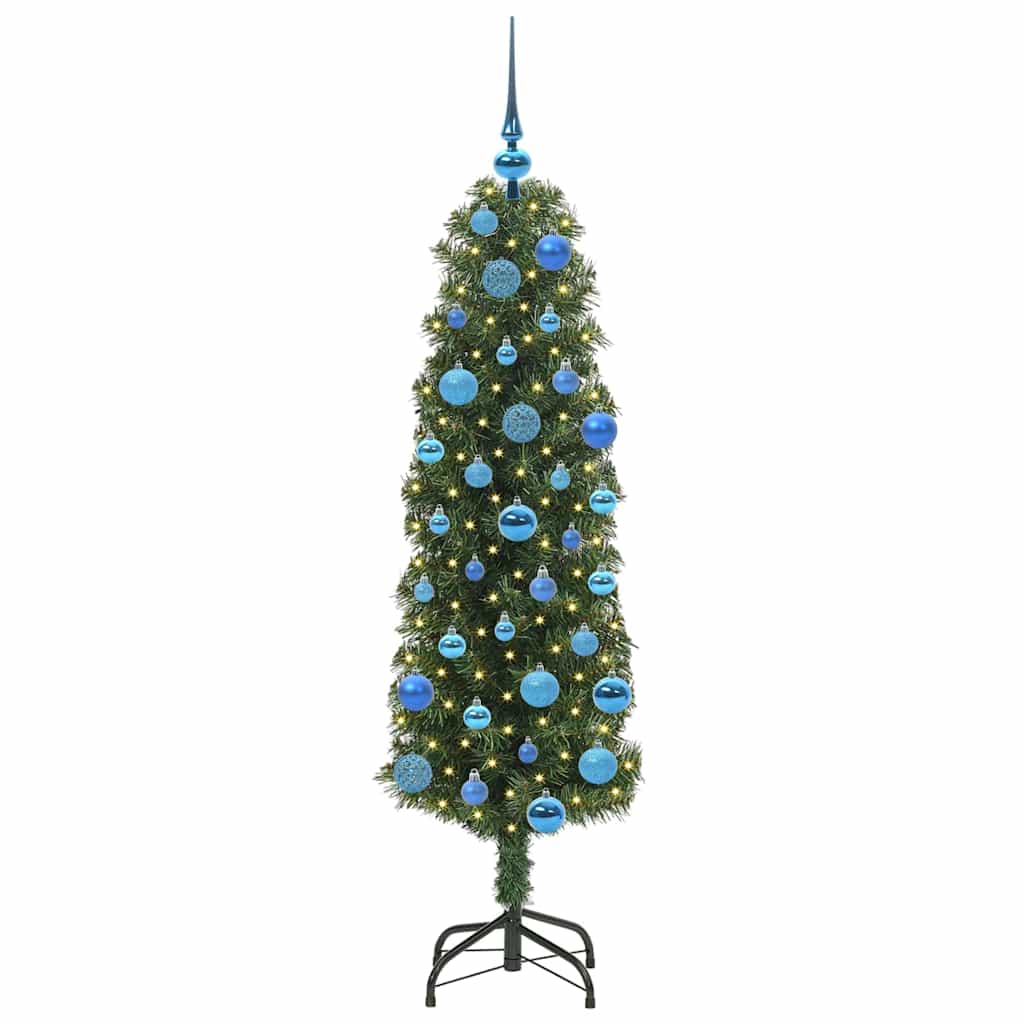 Kunstig juletre med 150 LED grønn 150 cm PVC og stål og plast vidaXL