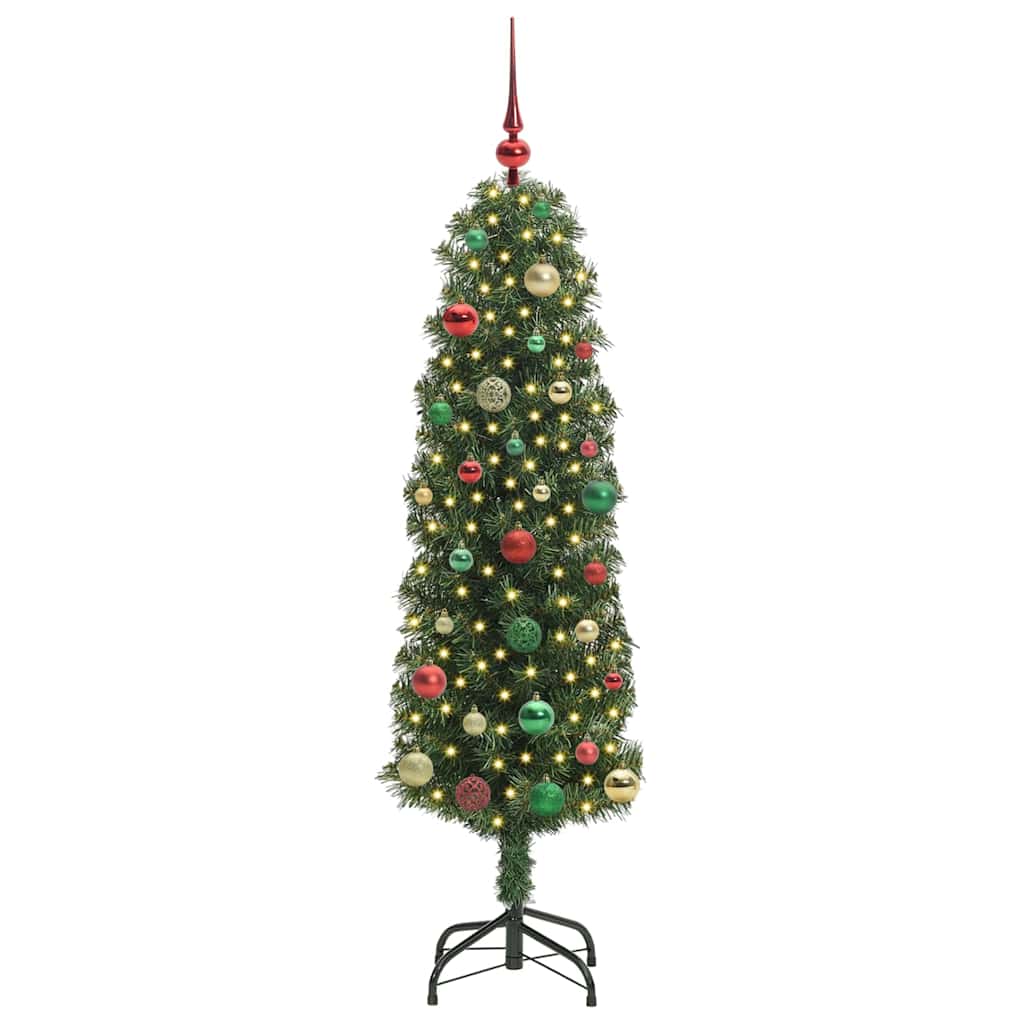 Kunstig juletre med 150 LED grønn 150 cm PVC og stål og plast vidaXL