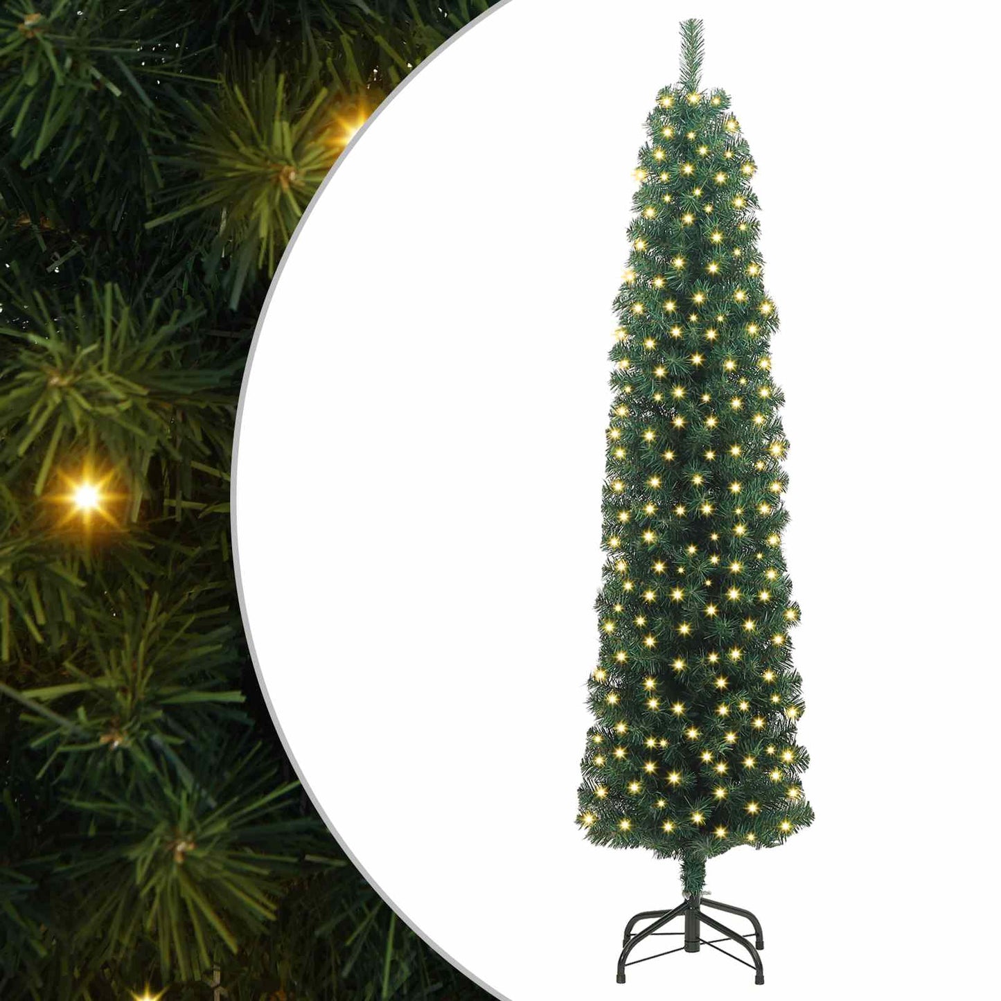 Kunstig juletre med 300 LED grønn 180 cm PVC og stål og plast