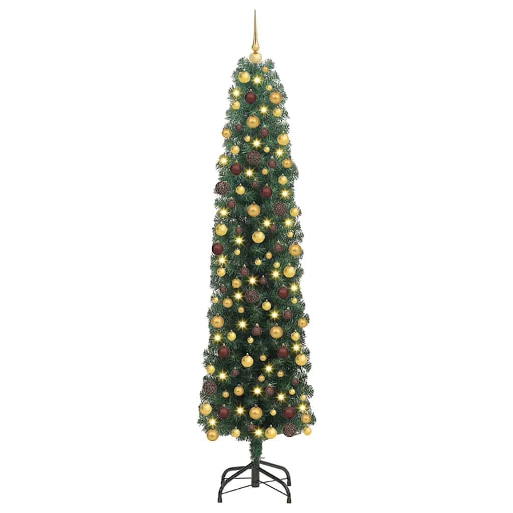 Kunstig juletre med 300 LED grønn 180 cm PVC og stål og plast