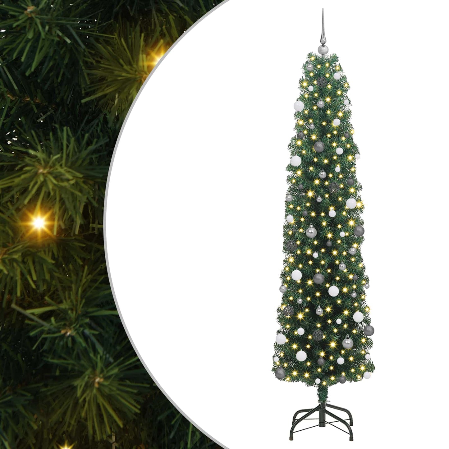 Kunstig juletre med 300 LED grønn 240 cm PVC og stål og plast