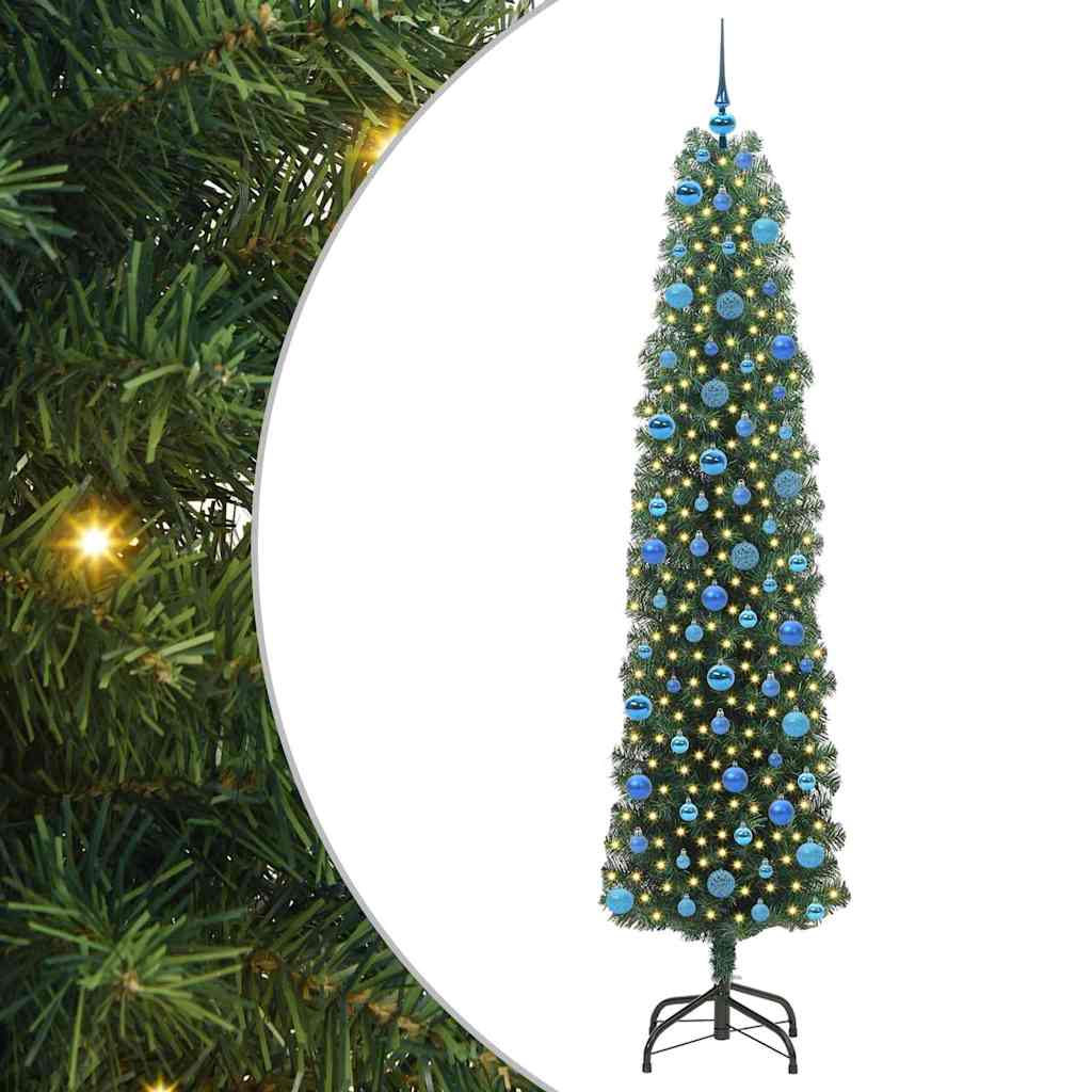 Kunstig juletre med 300 LED grønn 240 cm PVC og stål og plast vidaXL