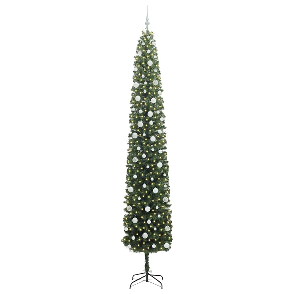 Kunstig juletre med 300 LED grønn 270 cm PVC og stål og plast vidaXL