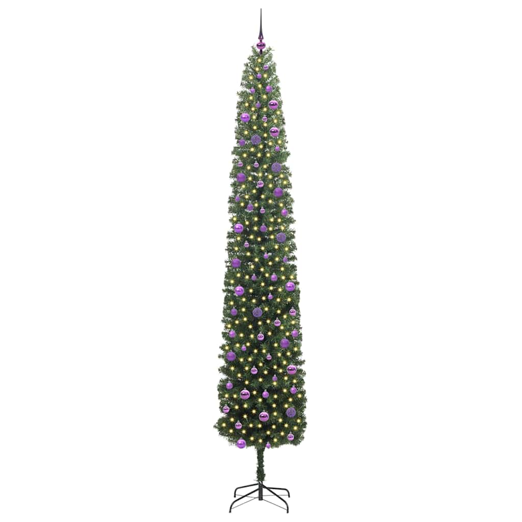 Kunstig juletre med 300 LED grønn 270 cm PVC og stål og plast vidaXL