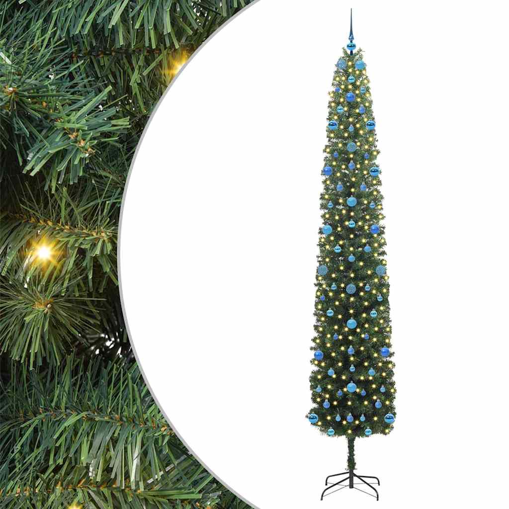 Kunstig juletre med 300 LED grønn 270 cm PVC og stål og plast vidaXL