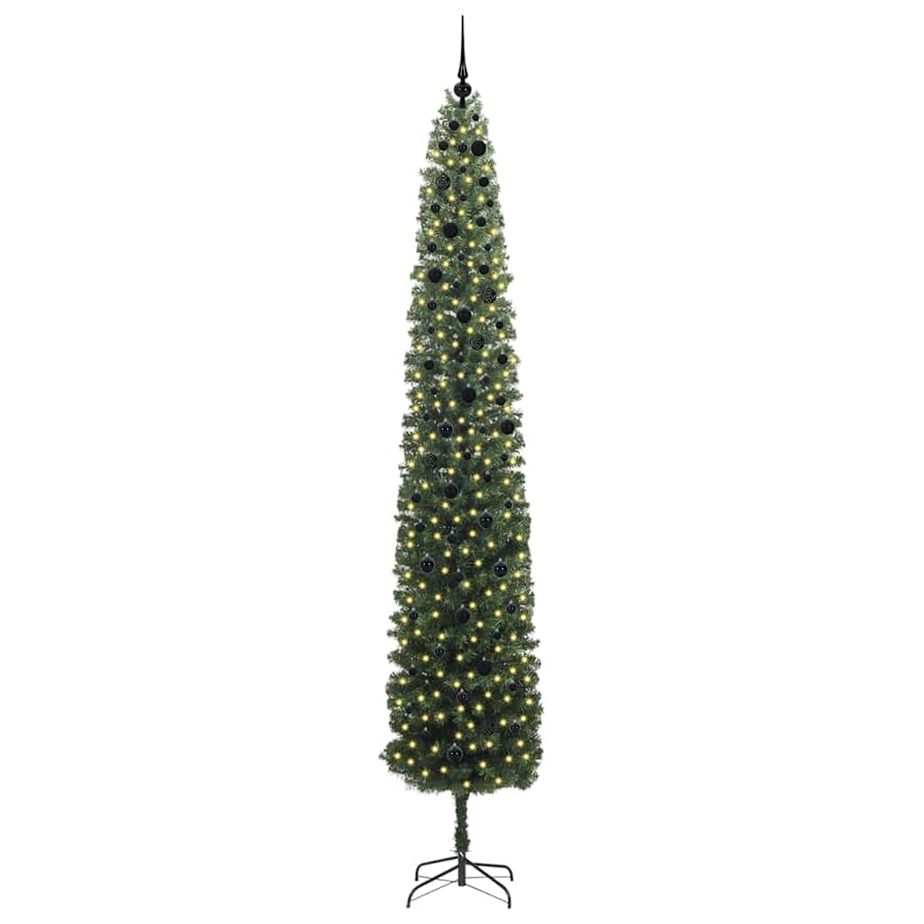Kunstig juletre med 300 LED grønn 300 cm PVC og stål og plast vidaXL