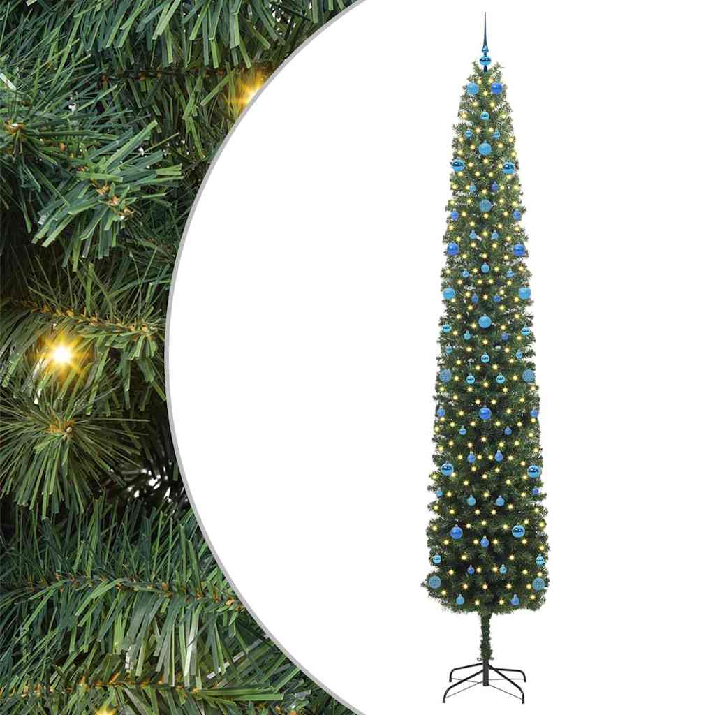 Kunstig juletre med 300 LED grønn 300 cm PVC og stål og plast vidaXL