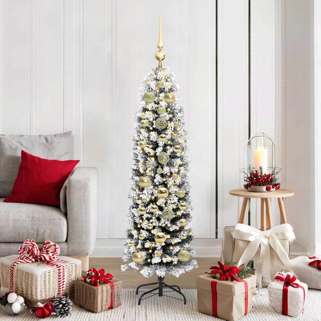 Kunstig juletre med 150 LED grønn 150 cm PVC og stål og plast