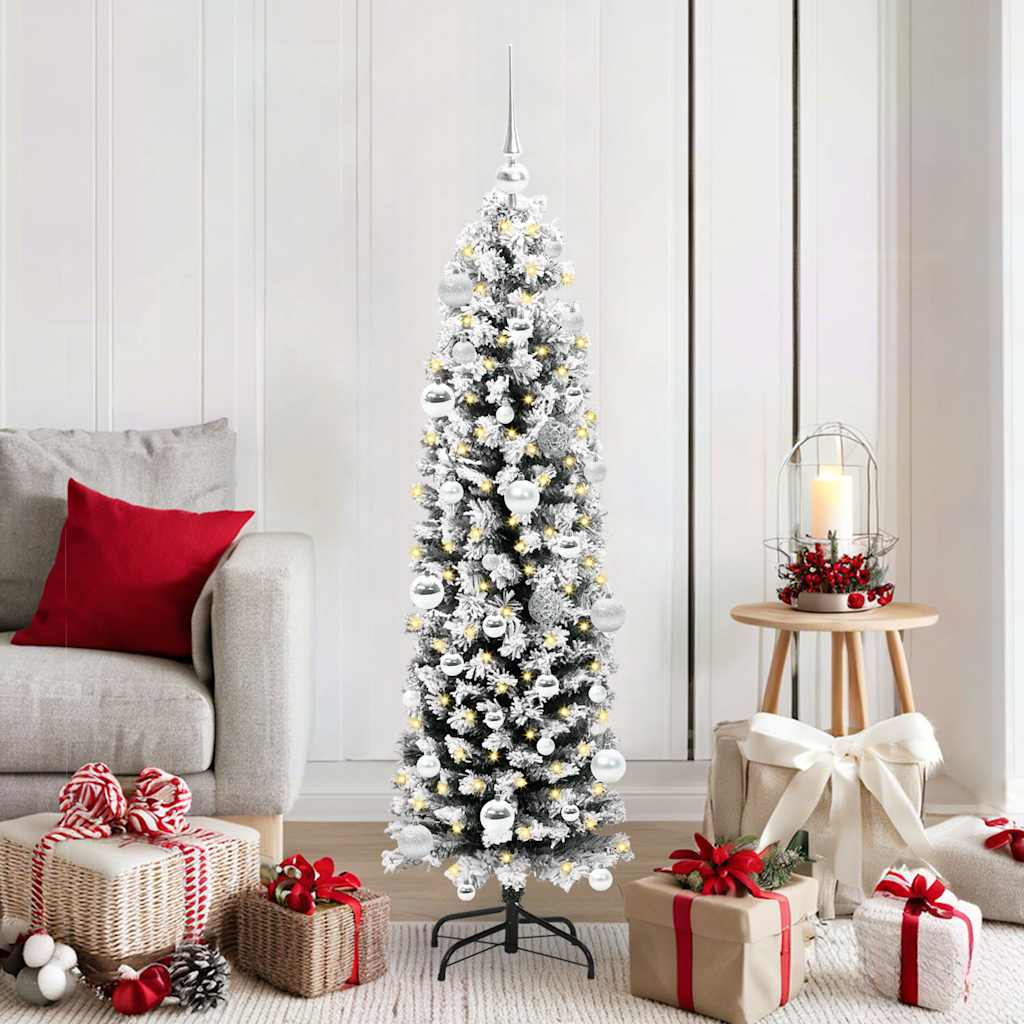 Kunstig juletre med 150 LED grønn 150 cm PVC og stål og plast