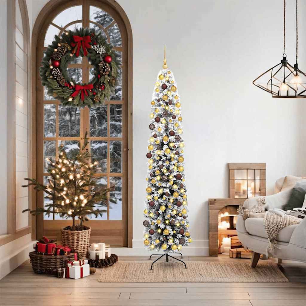 Kunstig juletre med 300 LED grønn 180 cm PVC og stål og plast